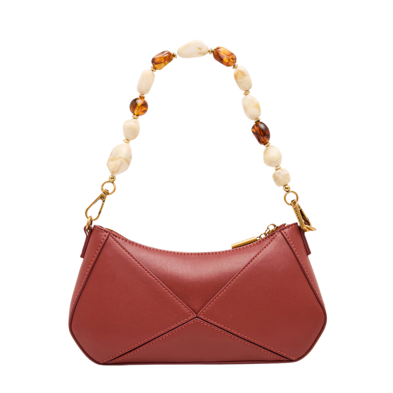 Windsor Handbags Luggage Rust Beaded Shoulder Strap Crossbody Bag for Women