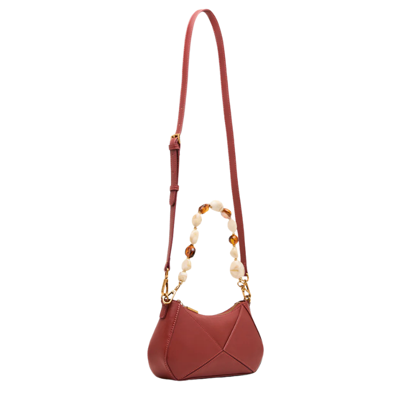 Windsor Handbags Luggage Rust Beaded Shoulder Strap Crossbody Bag for Women - Image 3