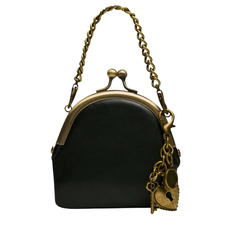 Windsor Handbags Luggage Black Kisslock Frame Crossbody Bag for Women